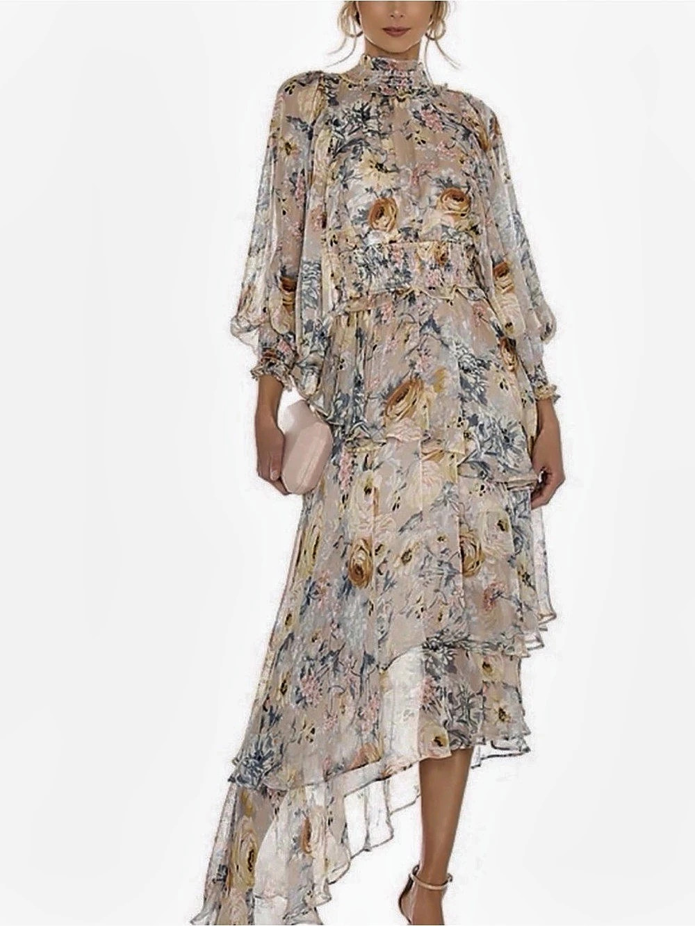 Elliatt Floral Midi Dress in Pink & Blue Size Small Like New